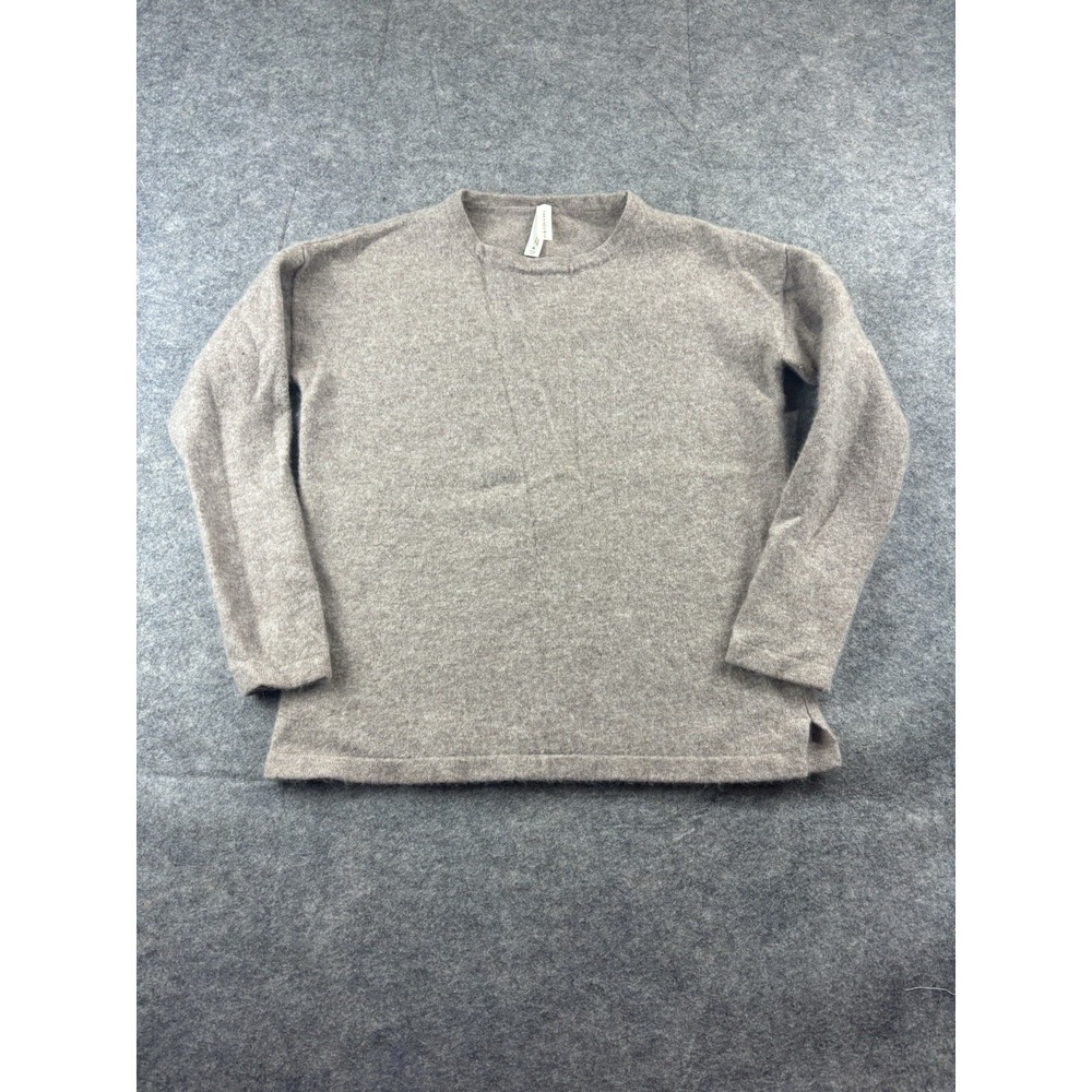 Van Winkle & Co Women's S (SEE) 100% Cashmere Taupe Sweater Minimalist Classic